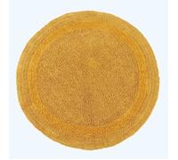 HOMESCAPES Tapis de Salle de Bain Rond, 1600 g/m², Extra Doux, 100% Coton, réversible, antidérapant, Lavable, Super Absorbant, séchage Rapide, 80 cm Jaune Moutarde