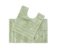 HOMESCAPES Tapis de Bain antidérapant 50 x 80cm + Contour WC 50 x 55cm, Lot de Tapis de Bain en Pur Coton Ultra Doux, Couleur Vert Sauge