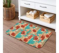 Tapis de bain tropical à séchage rapide, motif feuilles de Monstera colorées, absorbant, antidérapant, lavable en flanelle, pour décoration de salle de bain, 40,6 x 61 cm