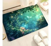 Tapis de Bain Vert Orange Imprimer Tapis Salle de Bain Doux Microfibre Tapis de Douche Antiderapant Lavable Machine Bath Mat Absorbant d'eau Epais Rug 50x80cm