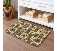 Tapis de bain vintage tropical à séchage rapide, motif Tiki beige et palmier, absorbant, antidérapant, lavable, pour salle de bain et toilettes, 40,6 x 61 cm