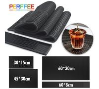Tapis de bar en caoutchouc Tapis de service pour cafetière Tapis de séchage de vaisselle et de verre pour barista Cocktail Barman noir 2PCs 10x10cm