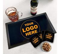 Tapis de bar personnalisé avec votre logo, nom d'entreprise, pour bars, magasins, restaurants (noir)