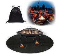 Tapis de barbecue rond résistant à la chaleur pour terrasses et camping - Noir