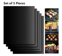 Tapis de barbecue Tapis de BBQ, Set de 5 Tapis de Cuisson pour Barbecue et Four- 40cm*33cm Feuilles Anti-adhérent de BBQ et Feuille