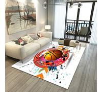 Tapis de Basket-ball de Sport 3D Lettres de Graffiti Tapis de Porte Ado Garçons Filles Tapis Pour Chambre D'enfant Chambre Salon Salle de Bain Cuisine Couloir Tapis de Sol (Couleur 3,160x200 cm)