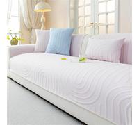Tapis de canapé rafraîchissant d'été, Housse de canapé antidérapante en Maille 3D, Housse de canapé Respirante, Protection de Meubles Lavable for Le Salon(Light Pink,90 * 300cm)