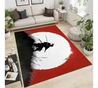 Tapis de Chambre 120x180cm Guerrier Ninja Japonais Tapis Salon Moderne à Poils Courts, Motif 3D, Haute densité de Poils et agréablement Doux Tapis de Balcon Terrasse et Couloir
