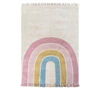 Tapis de Chambre d'Enfant 140 x 200 cm Beige avec Motif Arc-en-Ciel Multicolore