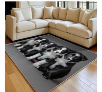 Tapis de Chambre Doux Chiot Berger Animal 60 x 90 cm Noir Lavable en Machine Antidérapant, Tapis Salon Chambre d’Enfant Salle de Jeu Décoratif