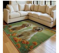 Tapis de Chambre Doux Golden Retriever de pelouse pour Animaux 60 x 90 cm Or Lavable en Machine Antidérapant, Tapis Salon Chambre d’Enfant Salle de Jeu Décoratif