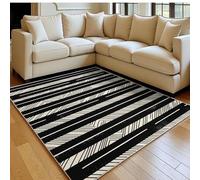 Tapis de Chambre Doux Motif à Chevrons Abstrait 60 x 90 cm Noir Lavable en Machine Antidérapant, Tapis Salon Chambre d’Enfant Salle de Jeu Décoratif