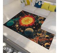 Tapis de Ciel étoilé de nébuleuse de Science-Fiction Lavable Tapis surréaliste d’Astronaute Galaxie Cosmique futuriste Moquette décorative Spatiale pour Chambre Pliable à Poils Bas 200x300cm