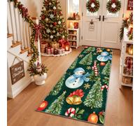 Tapis de Couloir 60x180 cm Bonhomme de Neige Tapis Cuisine Christmas Sapin | Tapis Couloir Interieur pour Salon Chambre Entrée, Antidérapant Lavable Interieur Carpet
