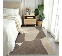 Tapis de Couloir 80x200 cm Motif Cercles Concentriques, Résistant à la saleté Antidérapant Tapis Abstrait, Brun Clair Moderne Moquette Lavable pour Cuisine Passage Salle de Bains Descente de Lit