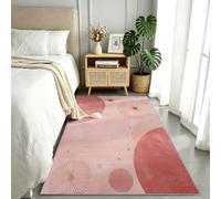 Tapis de Couloir 80x300 cm Motif Vintage Géométrique Ligne, Résistant à la saleté Antidérapant Tapis Minimalisme, Rose Clair Moderne Moquette Lavable pour Cuisine Passage Salle de Bains
