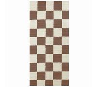 Tapis de couloir à carreaux en jute naturelle, design rustique - Tapis et tapis en jute marron et blanc pour couloir, coin de chevet, entrée, paillasson et décoration d'intérieur (naturel, 0,7 x 1,2 m