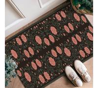 Tapis de couloir à motif floral, élégant, feuille de vigne, printemps, noir, à poils ras en éponge, esthétique, tapis rectangulaire pour cuisine, couloir, buanderie, entrée, décoration 0,6 x 0,9 m