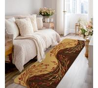 Tapis de couloir à motif floral rustique naturel et baies, marron automne, à poils ras en éponge, tapis à imprimé rectangulaire pour cuisine, entrée, buanderie, décoration de chevet, 0,6 x 2,4 m