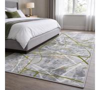 Tapis de couloir abstrait lavable et antidérapant couloir, vert sauge gris | Tapis fin imprimé de 1m 2m 350cm 4m 6m de Long, pour cuisine, entrée, salon, buanderie, chevet(120×350cm)