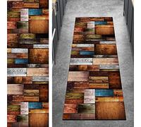 Tapis de couloir antidérapant à poils courts lavable en polyester