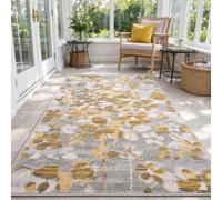 Tapis de couloir antidérapant,cuisine lavable,gris jaune,1m 350cm 2m 4m 6m | Tapis d'intérieur poils courts,doux et floral,entrée,chambre coucher,buanderie,animaux acceptés,moderne(100×300cm)