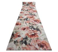 TAPIS DE COULOIR antidérapant LOTUS BOUQUET 52900 Fleurs beige / rose lavable 60cm 60x260 cm