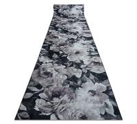 TAPIS DE COULOIR antidérapant LOTUS BOUQUET 52901 Fleurs gris / beige lavable 80cm 80x900 cm