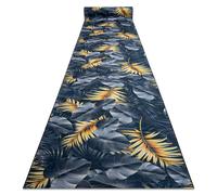 TAPIS DE COULOIR antidérapant LOTUS FERNS 45270 Feuilles gris / L'or lavable 80cm 80x980 cm