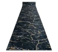 TAPIS DE COULOIR antidérapant LOTUS GALACTIC 9523 Marbre noir / L'or lavable 100cm 100x200 cm