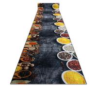 TAPIS DE COULOIR antidérapant LOTUS KITCHEN 40580 Vaisselle pour la cuisine gris / jaune lavable 60cm 60x310 cm