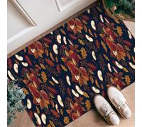 Tapis de couloir avec feuilles rustiques d'automne et glands - Bleu marine - Tapis d'intérieur à poils courts - Ne perd pas ses poils - Pour cuisine, salle de bain, entrée, chevet - 0,6 x 0,9 m