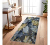 Tapis De Couloir Bleu Foncé Forêt Tropicale Feuilles De Palmier 60X150 Cm, Tapis Long Antidérapant pour Entrée Couloir Cuisine Salon, Tapis Rectangulaire Lavable pour Sol Intérieur Maison
