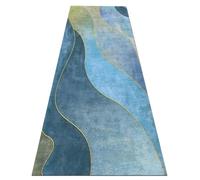 Tapis de couloir de balcon moderne Long lavable antidérapant | Tapis court bleu pour porte d'entrée et cuisine, 1m/1.5m/2m/2.5m/3m/3.5m/4m/4.5m/5m/6m de longueur(100×600cm)