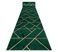 Tapis de couloir EMERALD exclusif 1012 glamour élégant marbre géométrique bouteille verte / or 120 cm 120x540 cm
