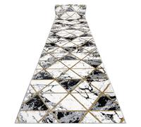 Tapis de couloir EMERALD exclusif 1020 glamour élégant marbre triangles noir / or 70 cm 70x580 cm