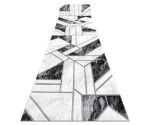 Tapis de couloir EMERALD exclusif 81953 glamour élégant géométrique noir / argent 120 cm 120x300 cm