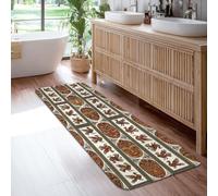 Tapis de couloir ethnique traditionnel avec motif de coq et d'oiseaux, marron, à poils courts en éponge, tapis rectangulaire d'intérieur qui ne perd pas ses poils pour cuisine, salle de bain, entrée