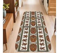 Tapis de couloir ethnique traditionnel coq récolte d'oiseaux marron à poils courts éponge tapis imprimé rectangulaire pour cuisine, entrée, buanderie, couloir, décoration de couloir 0,6 x 1,5 m
