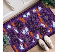 Tapis de couloir fantôme, citrouilles festives, fantaisie, maison hantée, Halloween, violet, antidérapant, doux, résistant aux taches pour cuisine, entrée, buanderie, décoration de chevet, 0,6 x 0,9 m