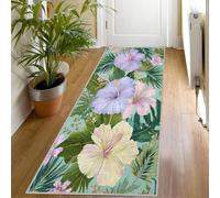 Tapis de Couloir Floral Tropical, 70x240 Tapis de Passage Été Feuilles Monstera Extra Long Antidérapant Lavable, Carpet Interieur pour Cuisine Salon à Coucher Descente de lit Poil Ras Rug, nS492