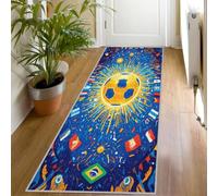 Tapis de Couloir Football Doré, Tapis de Couloir Sport Enfant Long 70x180, Antidérapant Lavable en Machine Passage Carpet D'entrée Salon Chambre Descente de Lit Poil Ras Rug, Jn172