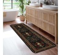Tapis de couloir gothique, victorien, tête de mort, Halloween, noir, antidérapant, à motif rose, tapis d'intérieur qui ne perd pas ses poils pour cuisine, porte, entrée, table de chevet, 0,6 x 1,8 m