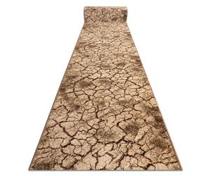 Tapis de couloir KARMEL Terra sol fissuré noix 120cm 120x430 cm
