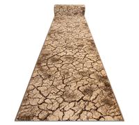 Tapis de couloir KARMEL Terra sol fissuré noix 80cm 80x390 cm