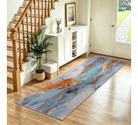 Tapis de Couloir Long 60x180 cm à Motif Marbre Fissures, Antidérapant et Lavable en Machine Tapis Abstrait de Sol Doux Poil Ras pour Entrée Salon Cuisine Bureau, Gris