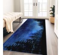Tapis de Couloir Long 80 x 150 cm, Sombre Tapis Cuisine Antidérapant Lavable, Fantaisie Ciel Etoile Foret Plantes Arbres Tapis de Passage Doux pour Salon, Entrée, Balcon, Chambre Adulte Enfant