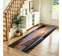 Tapis de Couloir Long 80x200 cm à Motif Océan Grotte Soleil, Antidérapant et Lavable en Machine Tapis Style Tropical de Sol Doux Poil Ras pour Entrée Salon Cuisine Bureau, Coloré