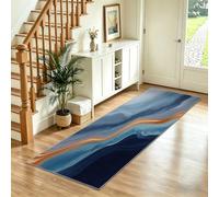Tapis de Couloir Long 80x300 cm à Motif Marbre Gris Rayures, Antidérapant et Lavable en Machine Tapis Abstrait de Sol Doux Poil Ras pour Entrée Salon Cuisine Bureau, Gris