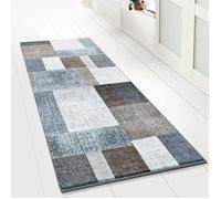 Tapis de couloir Lucano, Quadrillage dominante Beige 80 x 500 cm